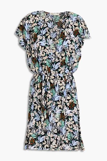 MAJE Romelo wrap-effect floral-print satin mini dress