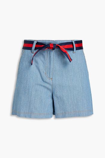 MAJE Ienise embellished belted denim shorts