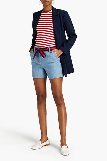 MAJE Ienise embellished belted denim shorts