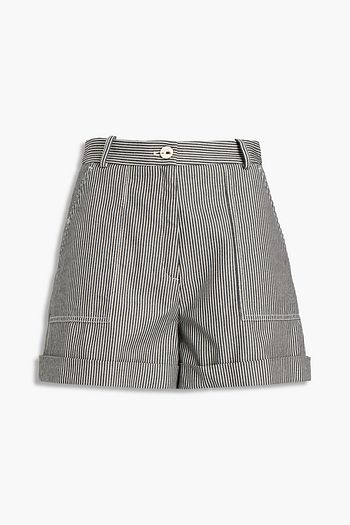 MAJE Ifalu striped cotton-twill shorts