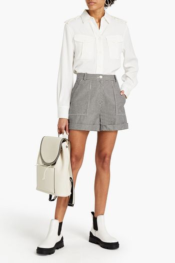 MAJE Ifalu striped cotton-twill shorts