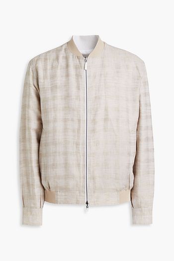 BRIONI Melierte Bomberjacke aus Twill aus einer Leinen-Baumwollmischung