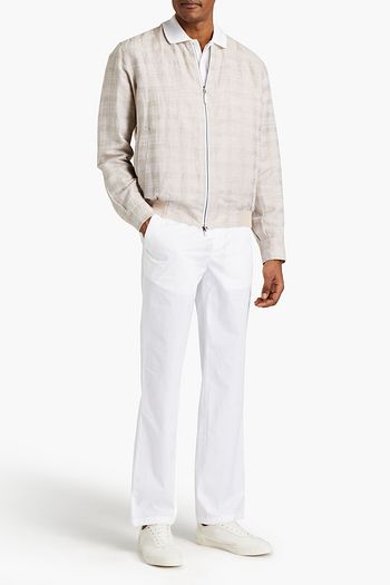 BRIONI Melierte Bomberjacke aus Twill aus einer Leinen-Baumwollmischung