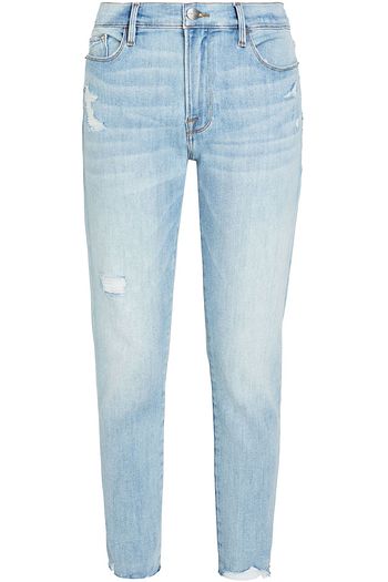 FRAME Le Skinny DJ cropped distressed high-rise skinny jeans