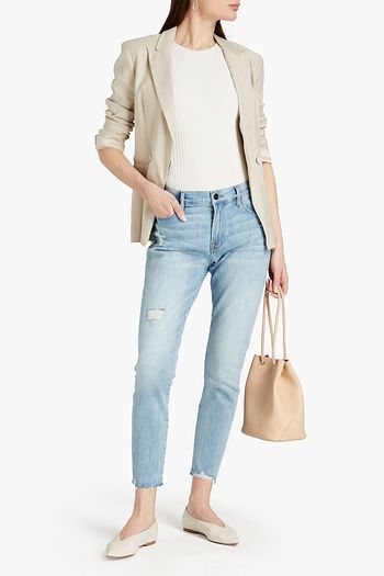 FRAME Le Skinny DJ cropped distressed high-rise skinny jeans