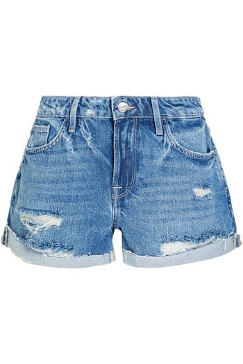 FRAME Le Grand Garcon distressed denim shorts