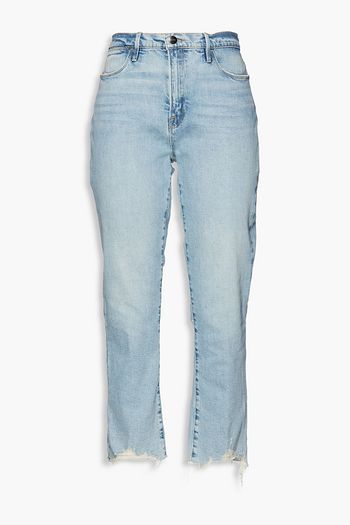 FRAME Le High distressed high-rise straight-leg jeans