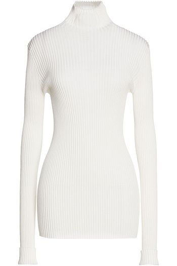 JIL SANDER Ribbed wool and silk-blend turtleneck sweater