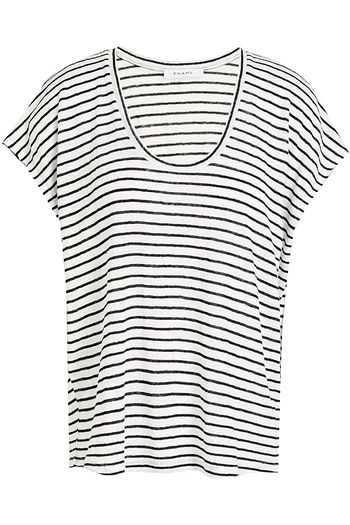 FRAME Slub striped organic linen-jersey T-shirt