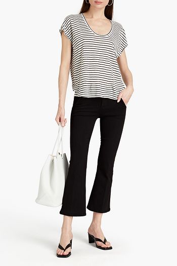 FRAME Slub striped organic linen-jersey T-shirt