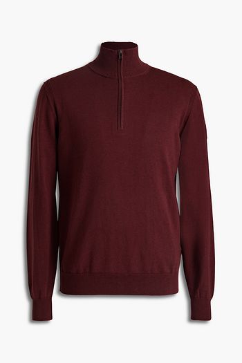 BELSTAFF Bay logo-appliquéd cotton and silk-blend half-zip sweater