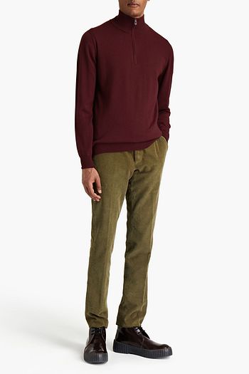 BELSTAFF Bay logo-appliquéd cotton and silk-blend half-zip sweater