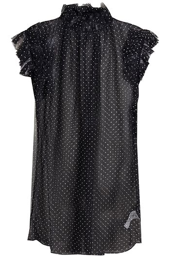 DOLCE & GABBANA Oberteil aus Seidenchiffon mit Polka-Dots und Rüschen