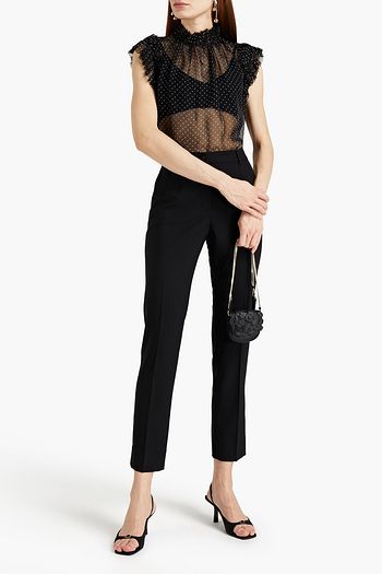 DOLCE & GABBANA Oberteil aus Seidenchiffon mit Polka-Dots und Rüschen