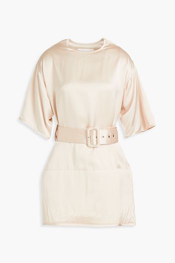JIL SANDER Belted satin-twill blouse