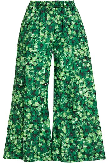DOLCE & GABBANA Bedruckte Cropped Hose mit weitem Bein aus Baumwollpopeline