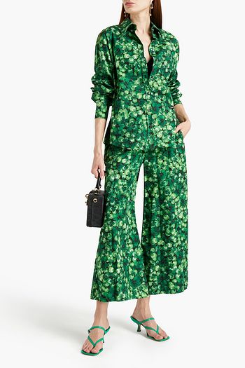 DOLCE & GABBANA Bedruckte Cropped Hose mit weitem Bein aus Baumwollpopeline