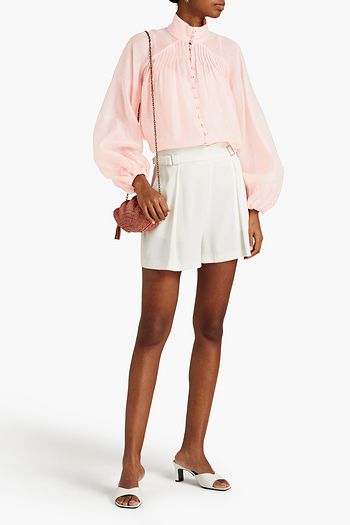 ZIMMERMANN Lovestruck pintucked linen and silk-blend gauze blouse