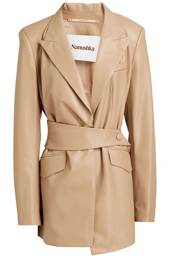 NANUSHKA Belted vegan leather blazer