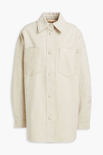 NANUSHKA Vegan leather-paneled oversized cotton and linen-blend shirt