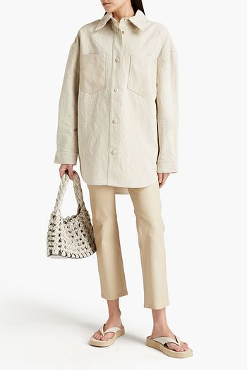 NANUSHKA Vegan leather-paneled oversized cotton and linen-blend shirt