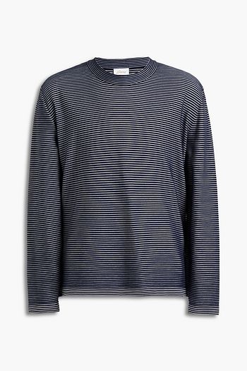 BRIONI Ribbed striped cotton and silk-blend jersey T-shirt