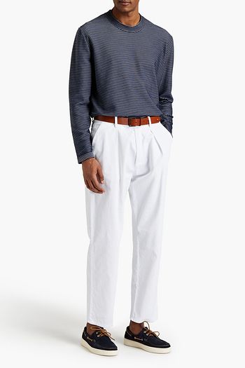 BRIONI Ribbed striped cotton and silk-blend jersey T-shirt