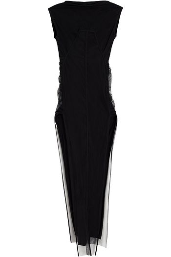 RICK OWENS Mesh-paneled ruched jersey gown