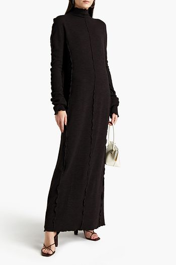 JIL SANDER Ruffle-trimmed wool maxi dress
