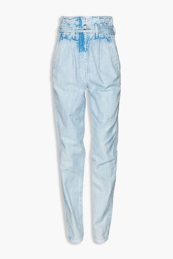 IRO Orsa belted pleated high-rise tapered jeans