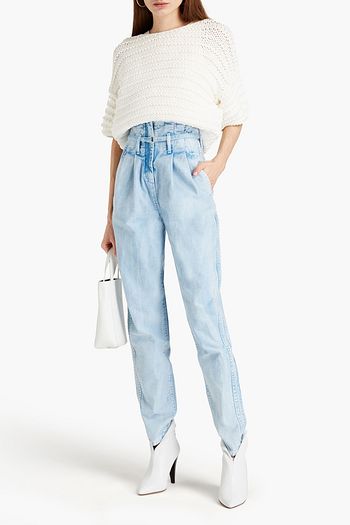 IRO Orsa belted pleated high-rise tapered jeans