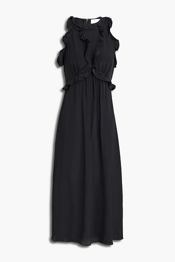 ZIMMERMANN Gerafftes Midikleid aus Crêpe de Chine mit Rüschen