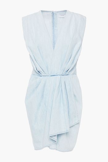 IRO Marg wrap-effect pleated denim mini dress