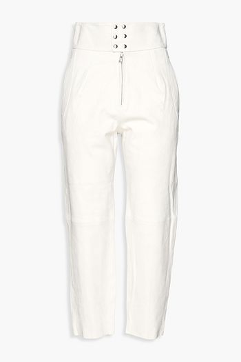 IRO Scapoli cropped pleated suede tapered pants