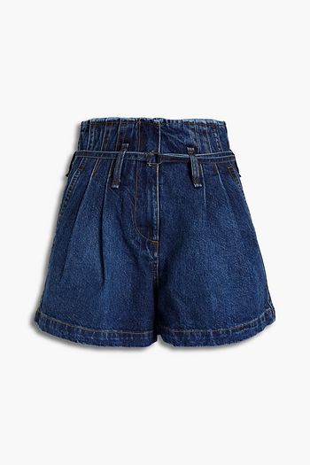 IRO Tarab belted pleated denim shorts