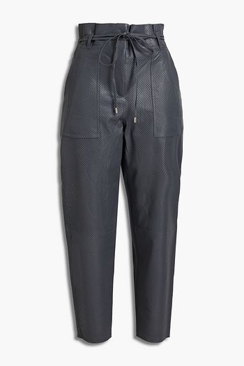 IRO Adeus cropped perforated leather tapered pants