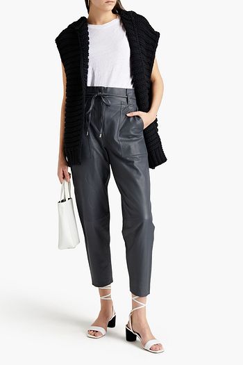 IRO Adeus cropped perforated leather tapered pants