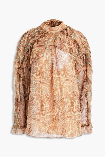 ZIMMERMANN Candescent Waterfall printed silk-georgette blouse
