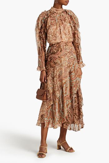 ZIMMERMANN Candescent Waterfall printed silk-georgette blouse