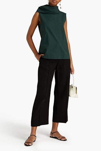 JIL SANDER Draped cotton-gabardine top