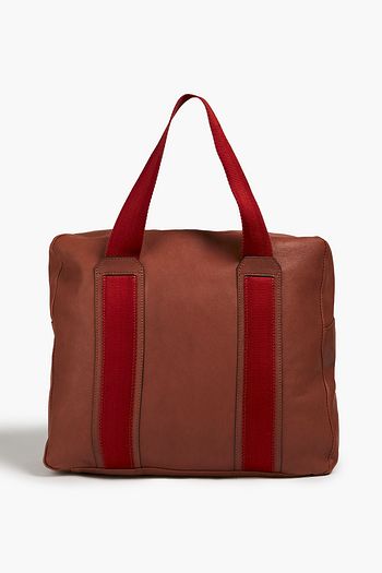 CANALI Grosgrain-trimmed leather tote
