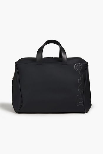 CANALI Leather-trimmed printed PVC briefcase