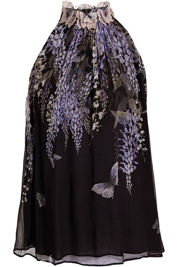 ZIMMERMANN Botanica appliquéd gathered printed silk-crepon top
