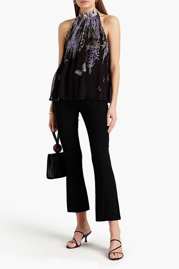 ZIMMERMANN Botanica appliquéd gathered printed silk-crepon top