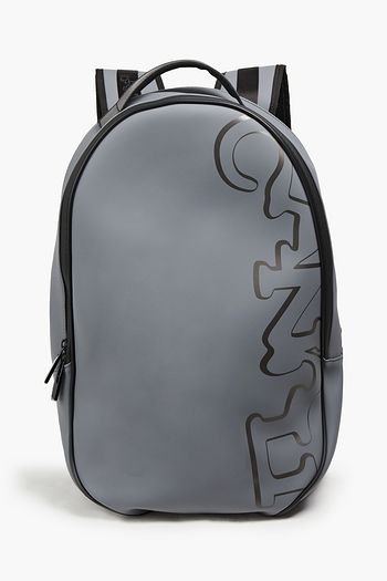 CANALI Leather-trimmed printed PVC backpack