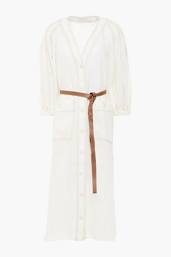 ZIMMERMANN The Lovestruck Day Midikleid aus Leinen mit Flammgarneffekt und Gürtel