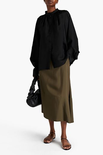 JIL SANDER Satin-twill midi skirt