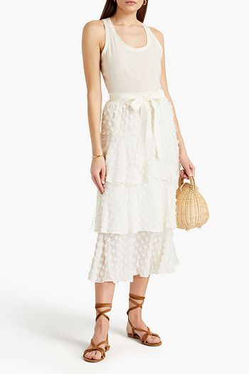 ZIMMERMANN Gestufter Midirock aus Georgette mit Applikationen