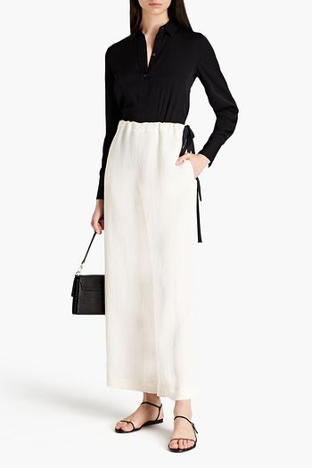 VICTORIA, VICTORIA BECKHAM Plissé-crepe wide-leg pants