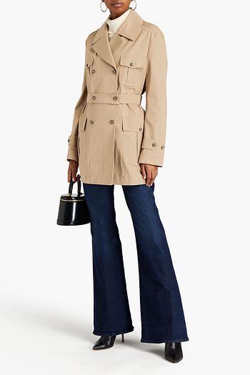 DOLCE & GABBANA Doppelreihiger Mantel aus Baumwolle mit Falten und Gürtel